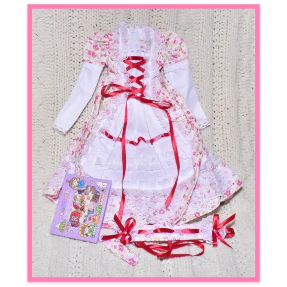 BJD Volks Super Dollfie SDGr SD13 SD Girl Dealer Made Floral Dress Bonnet Outfit - Picture 4 of 8